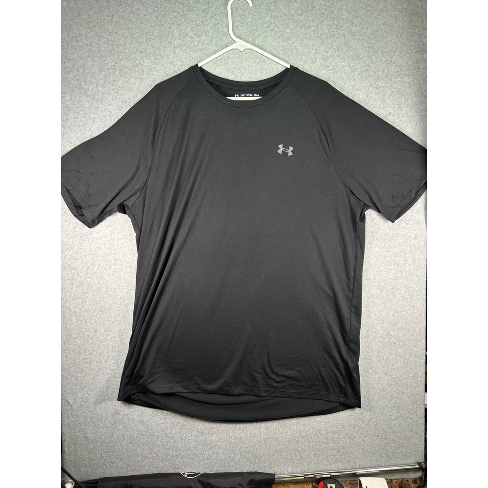 Hole*Under Armour Mens Tech Tee Black Short Sleeve Loose Fit 2XLT Tall 0885